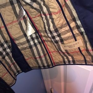 Burberry Blue Quilted Coat Sz Medium